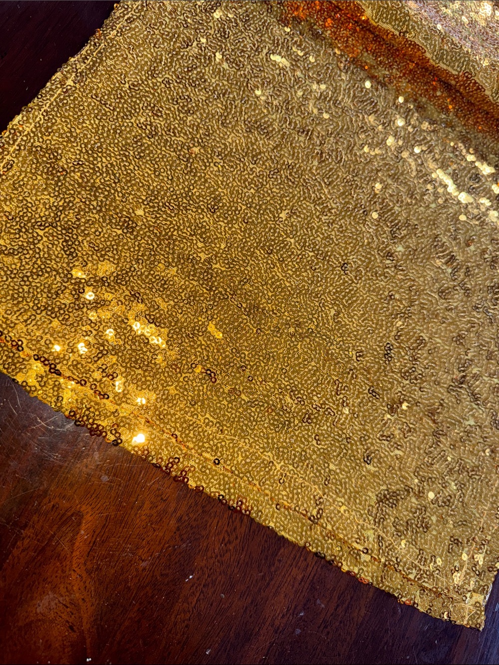 Gold Sequin Table Runner 108” x 12” Never Used - Picture 2 of 3